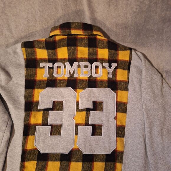 AKIRA Tomboy Babe Jacket Gray / Yellow-Black Plaid Terry/Flannel Oversize S - Picture 8 of 10